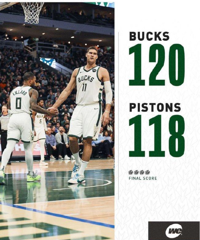 利拉德34分雄鹿险胜活塞 热巴30+11热火擒灰熊